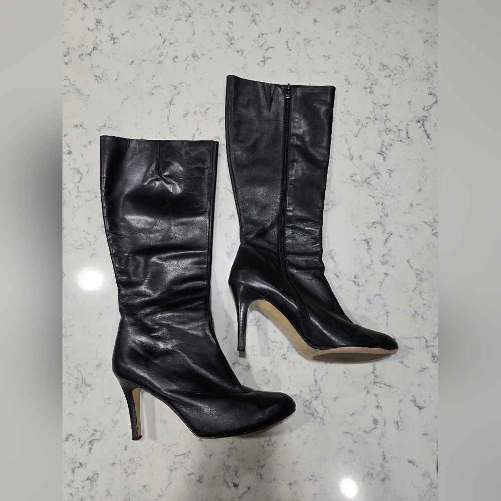 Halogen Black Leather Knee-High Boots Size 10M